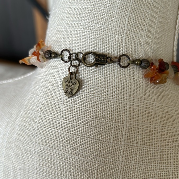 Gold and Brown Bohemian Necklace with Crystal Pendant - Picture 10 of 10